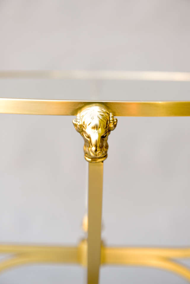Jansen Style Table of Polished Brass with Ram's Mask Legs and Hoofed Feet 1