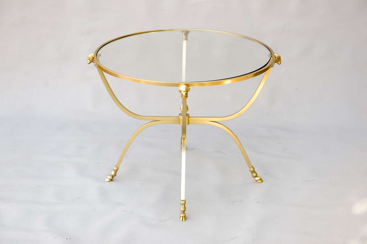 Jansen Style Table of Polished Brass with Ram's Mask Legs and Hoofed Feet 2