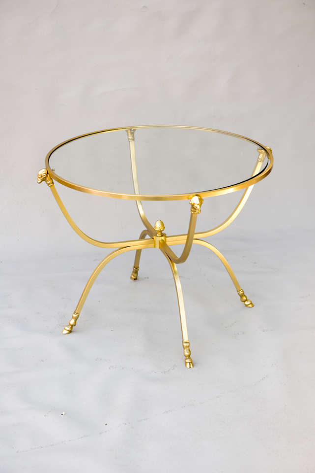 Jansen Style Table of Polished Brass with Ram's Mask Legs and Hoofed Feet 3