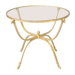 Jansen Style Table of Polished Brass with Ram's Mask Legs and Hoofed Feet