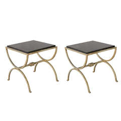 Pair of Silvergilt Wrought Iron Tables c. 1965 by Maison Ramsay