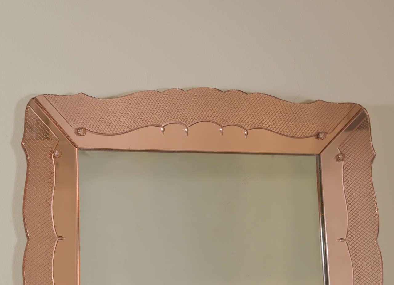 French Mirror in Amber Glass In Excellent Condition In Dallas, TX