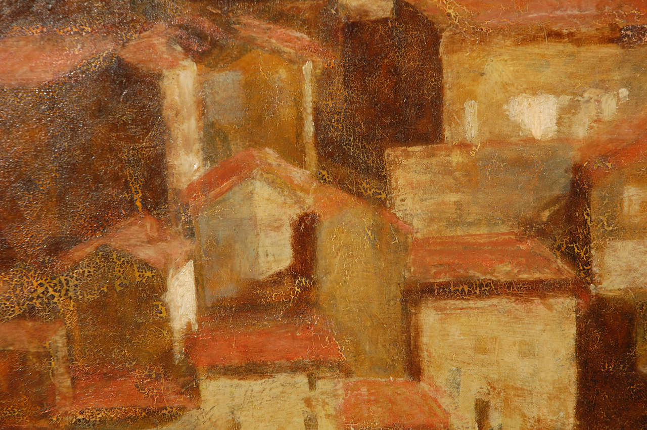Unknown Modern Oil Painting of Anticoli Corrado, Italy by Artist Lacy Circa 1967