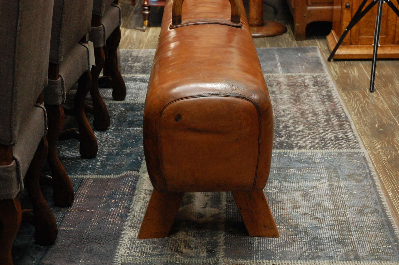 A Belgian Gym Horse as a Bench in Leather, Circa 1880