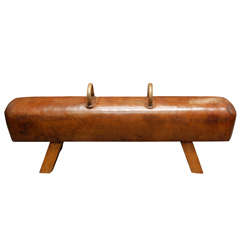 Antique A Belgian Gym Horse as a Bench in Leather, Circa 1880