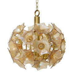 European Amber Glass Flower Sputnik Light Fixture