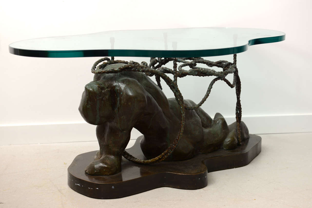 Late 20th Century Rare Bronze Laverne Figural Table
