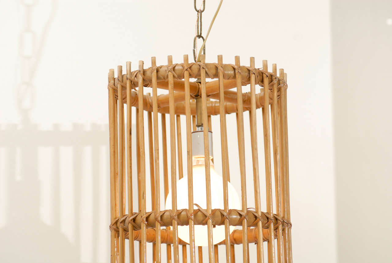 Rattan Cage Pendant For Sale 4