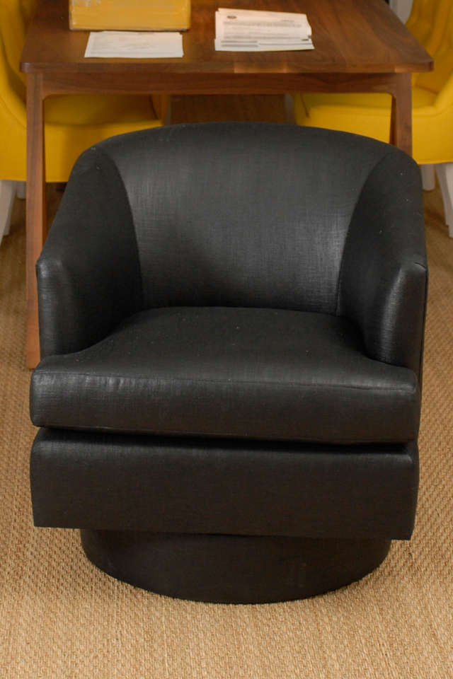 Pair Black Glazed Swivel Chairs