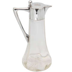 Tall, Continental Silver-Mounted Claret Jug