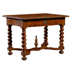 18th Century Italian Burled Elm Library Table with Leather Top