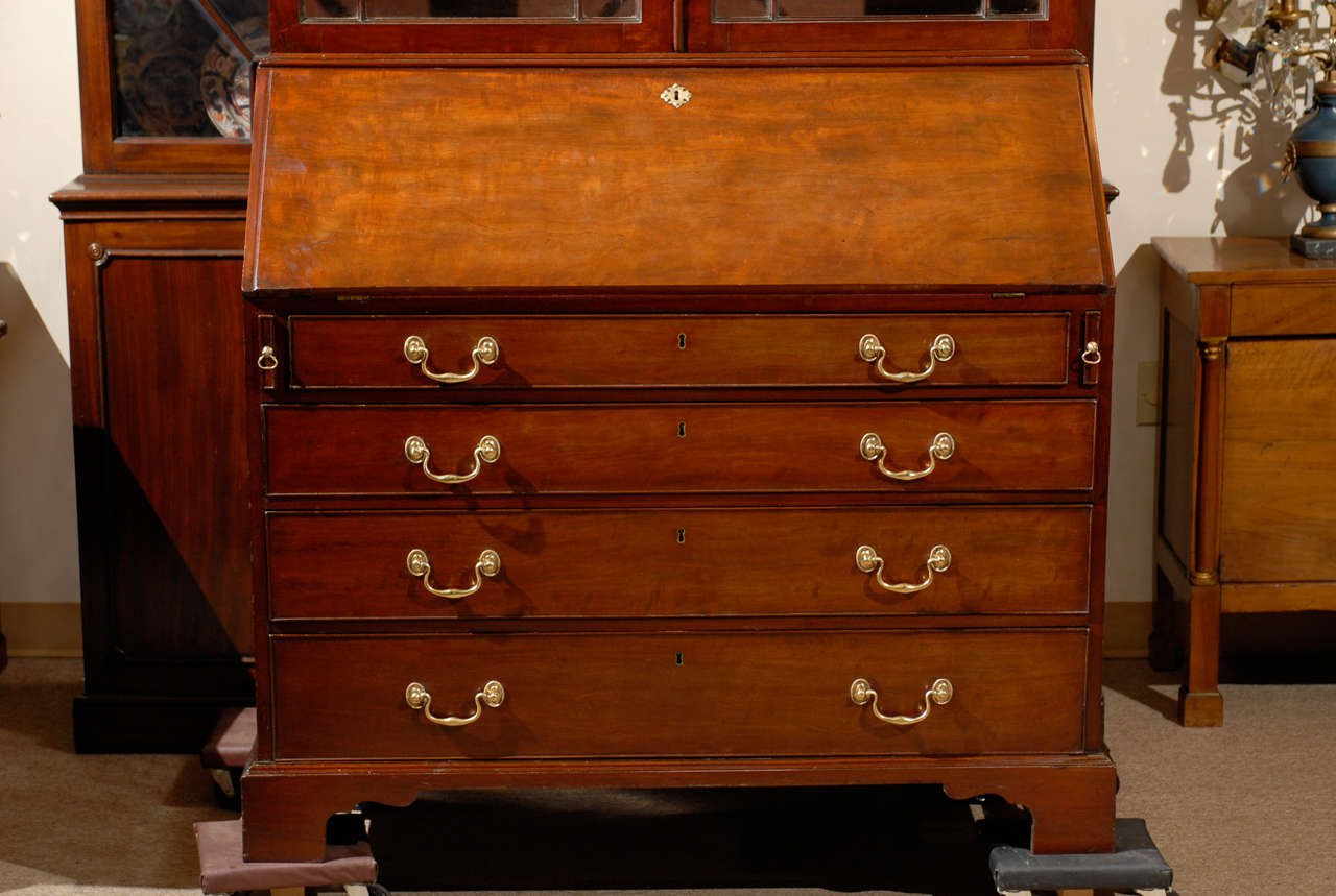 Early George III Period Bureau Bookcase with Swan Neck Pediment For Sale 2