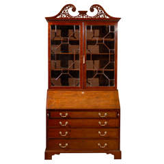 Early George III Period Bureau Bookcase with Swan Neck Pediment 5