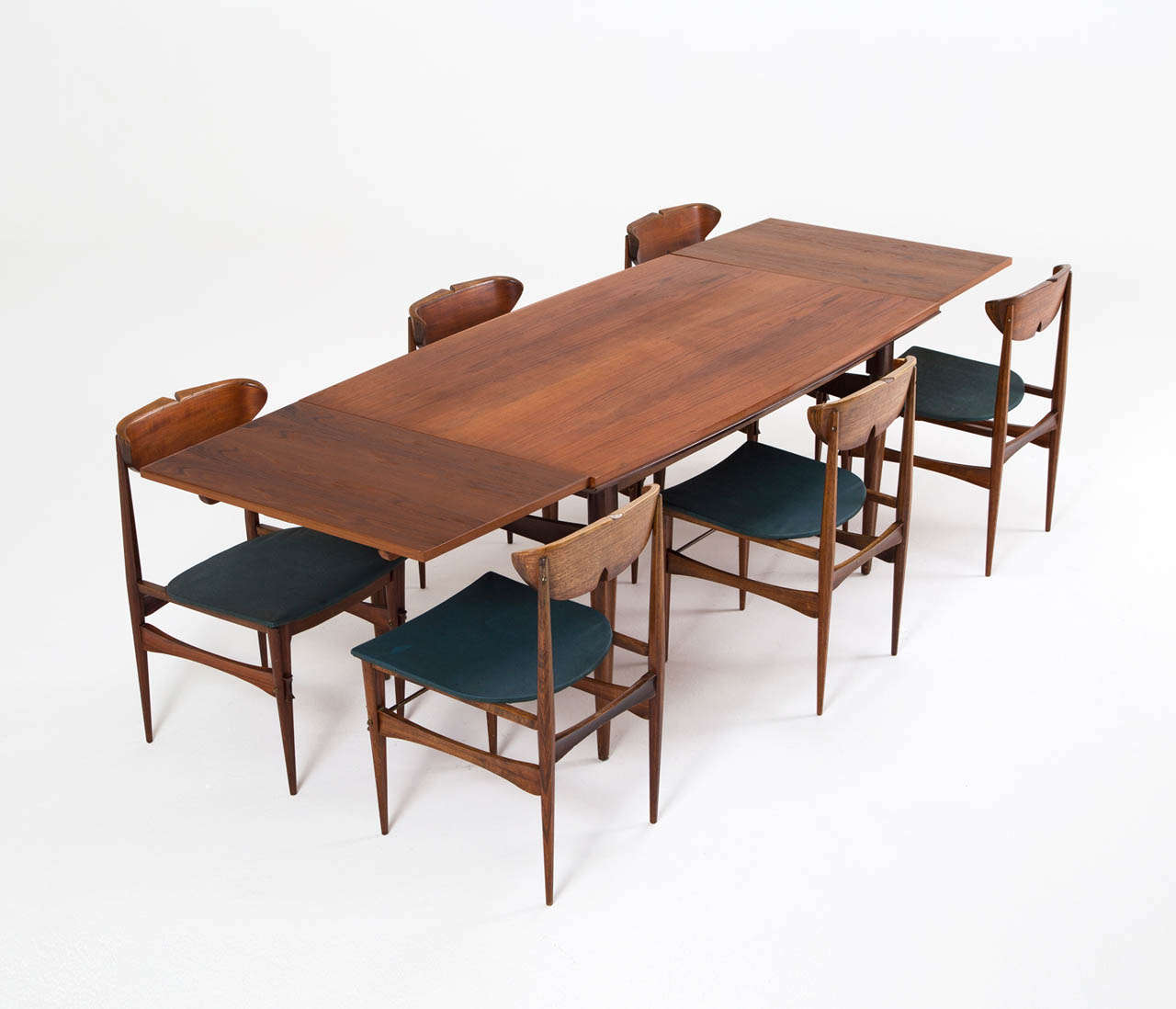 Refined Italian Teak Extendable Dining Table with Brass Accents 2