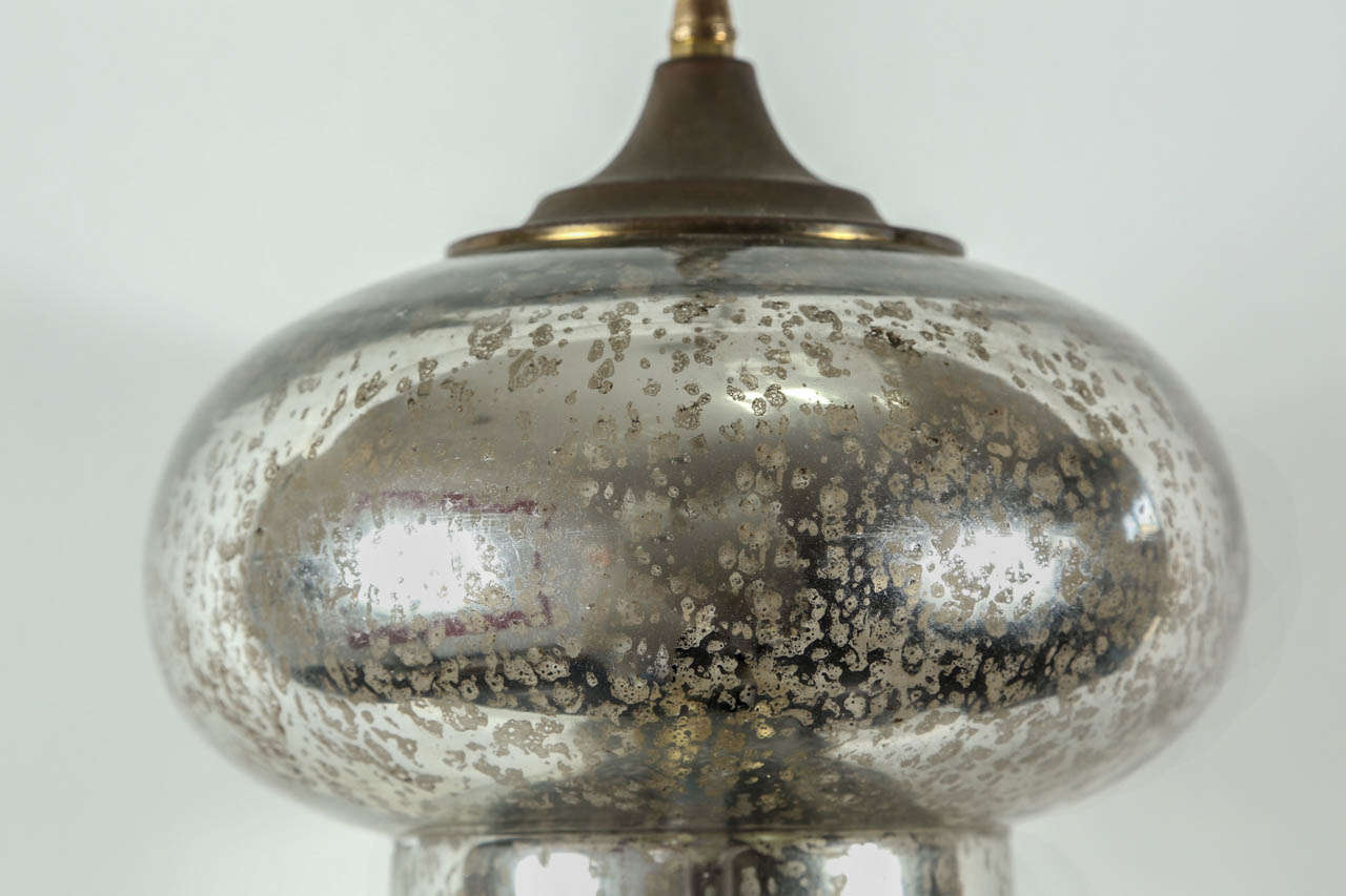 Extraordinary 20th C. French Mercury Glass Hanging Lamp In Good Condition In Los Angeles, CA