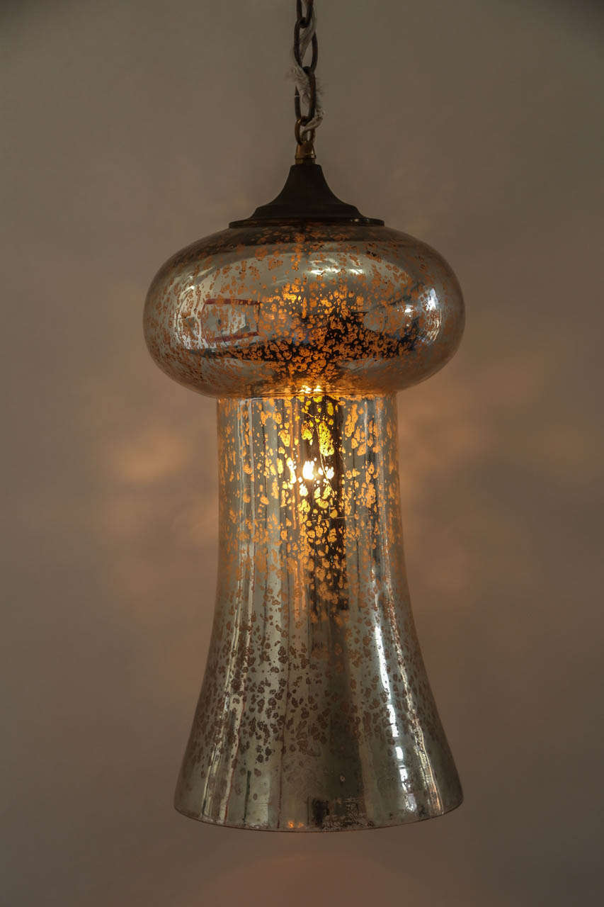 Extraordinary 20th C. French Mercury Glass Hanging Lamp 3