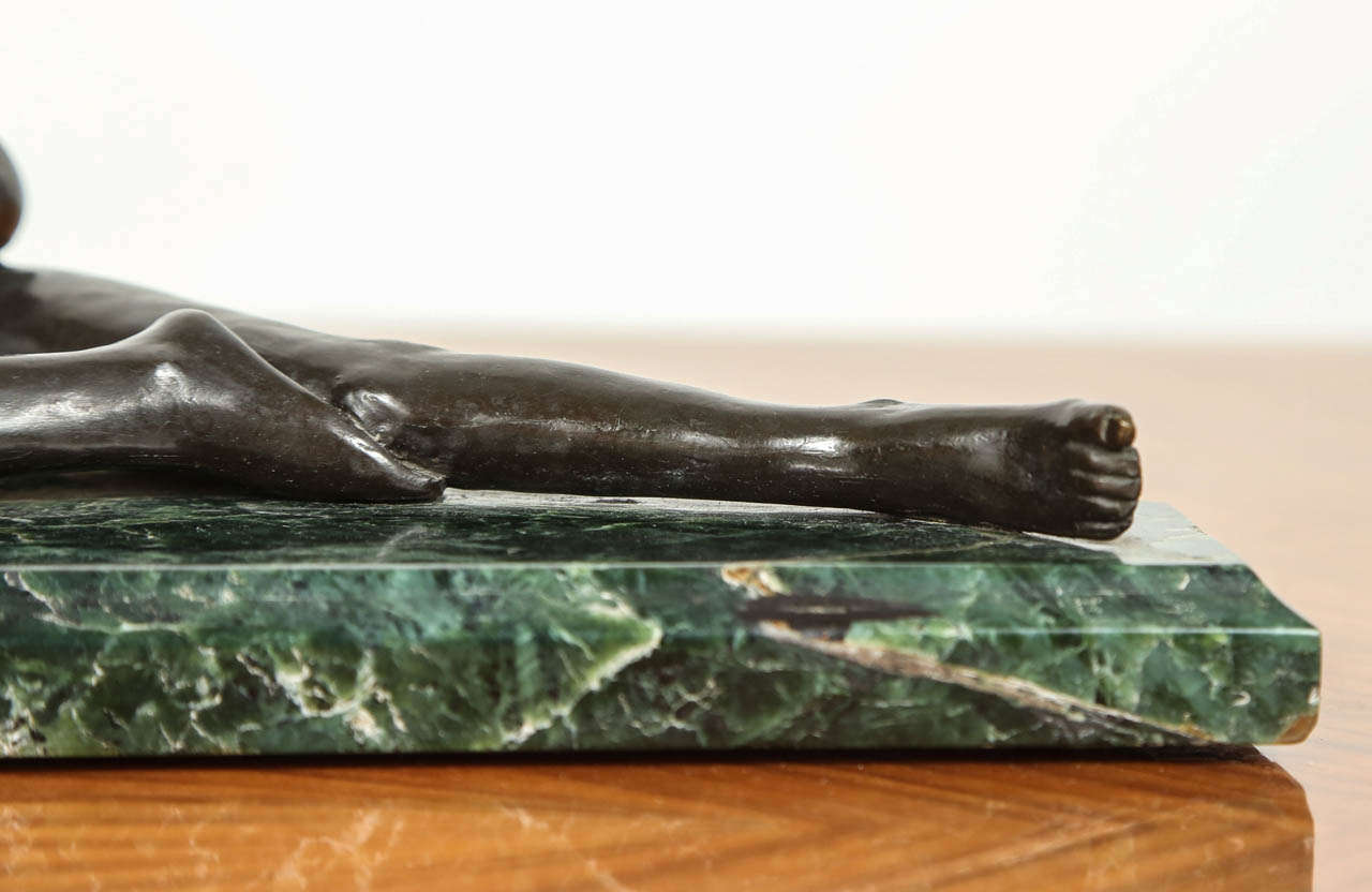 1974 Signed American Bronze Table Sculpture with Marble Base In Excellent Condition In Los Angeles, CA