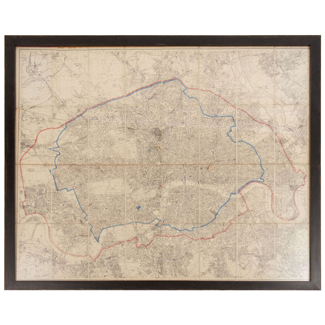 19th Century London Postal Map of Large Scale - Framed