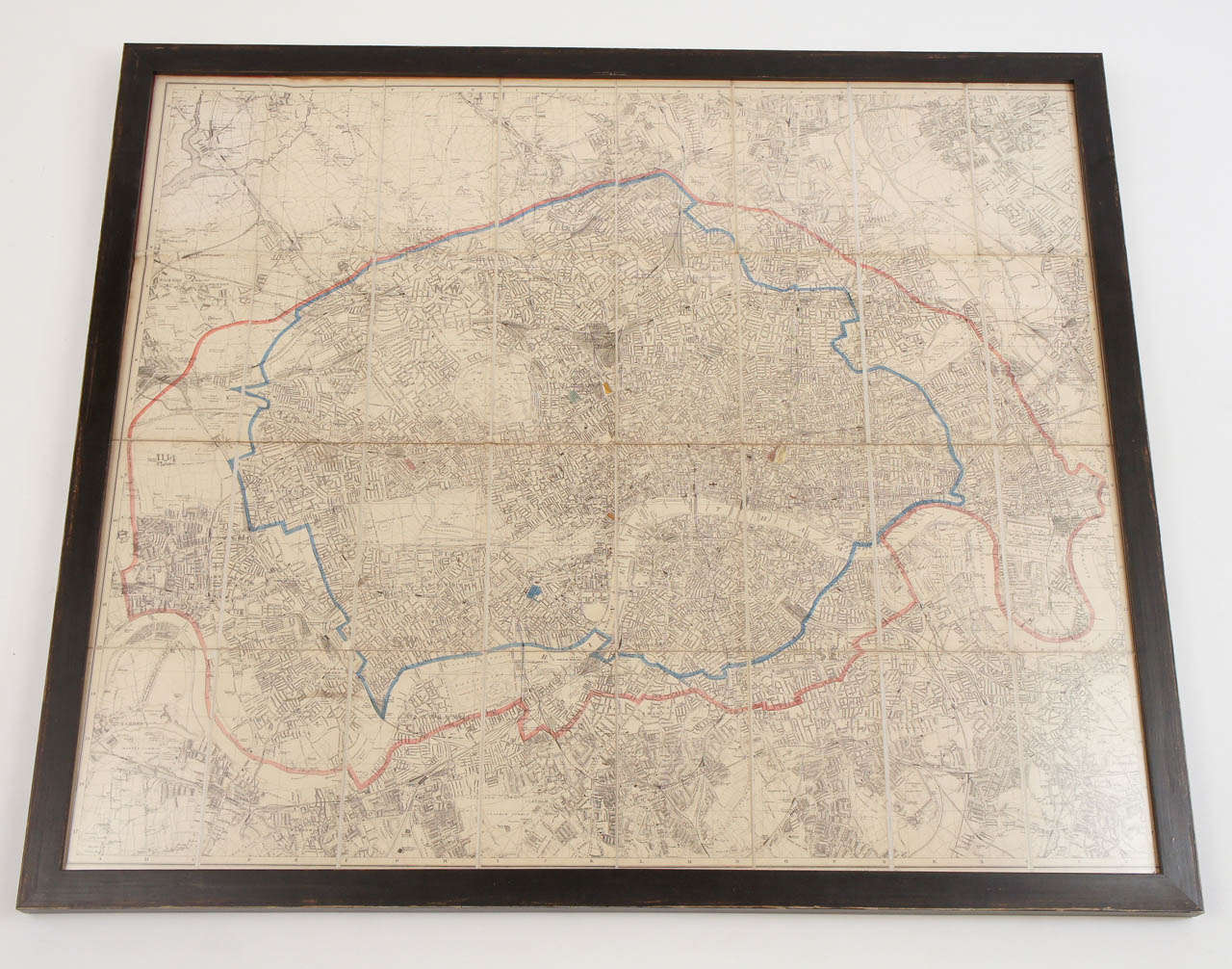 British 19th Century London Postal Map of Large Scale - Framed