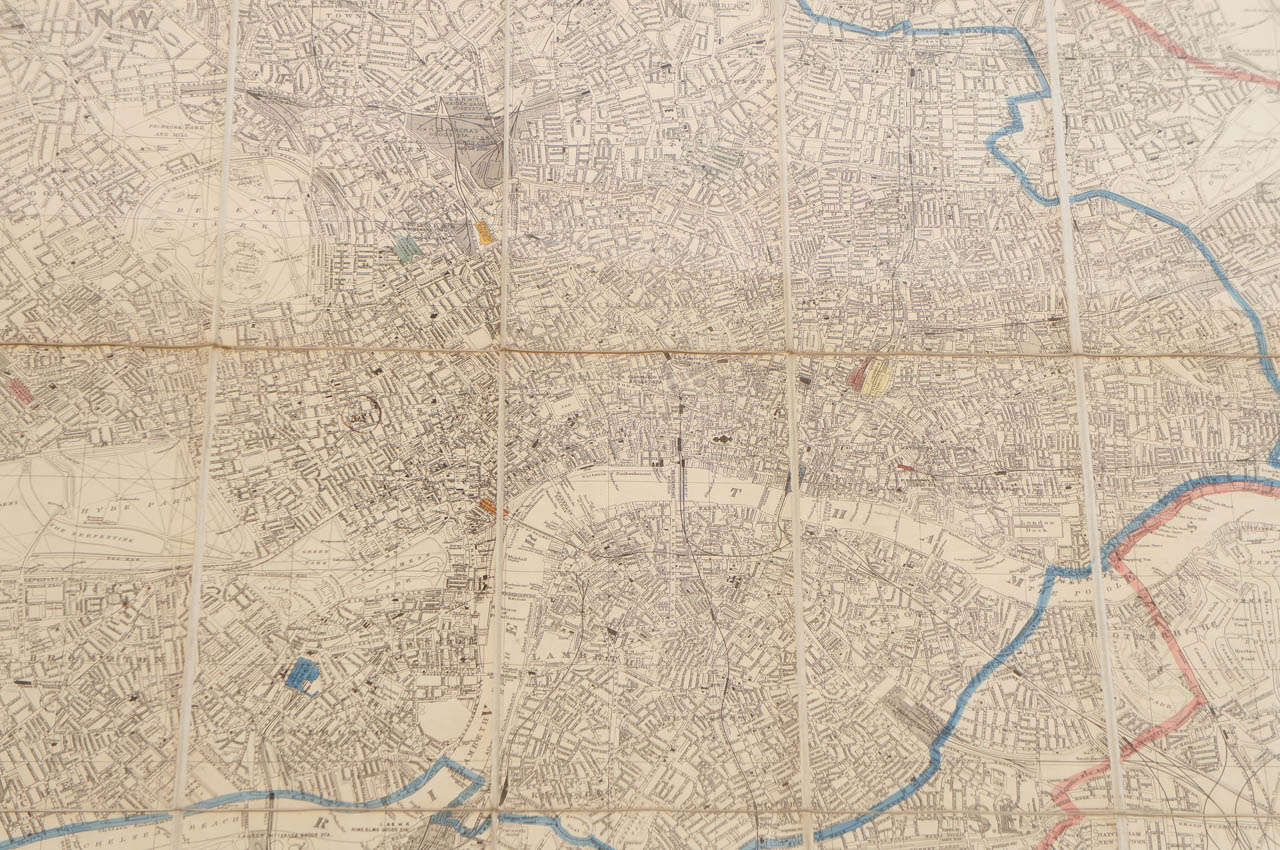 19th Century London Postal Map of Large Scale - Framed In Excellent Condition In Kinderhook, NY
