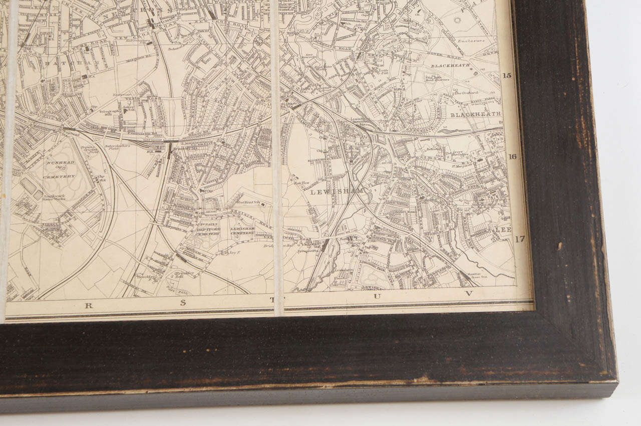 Paper 19th Century London Postal Map of Large Scale - Framed