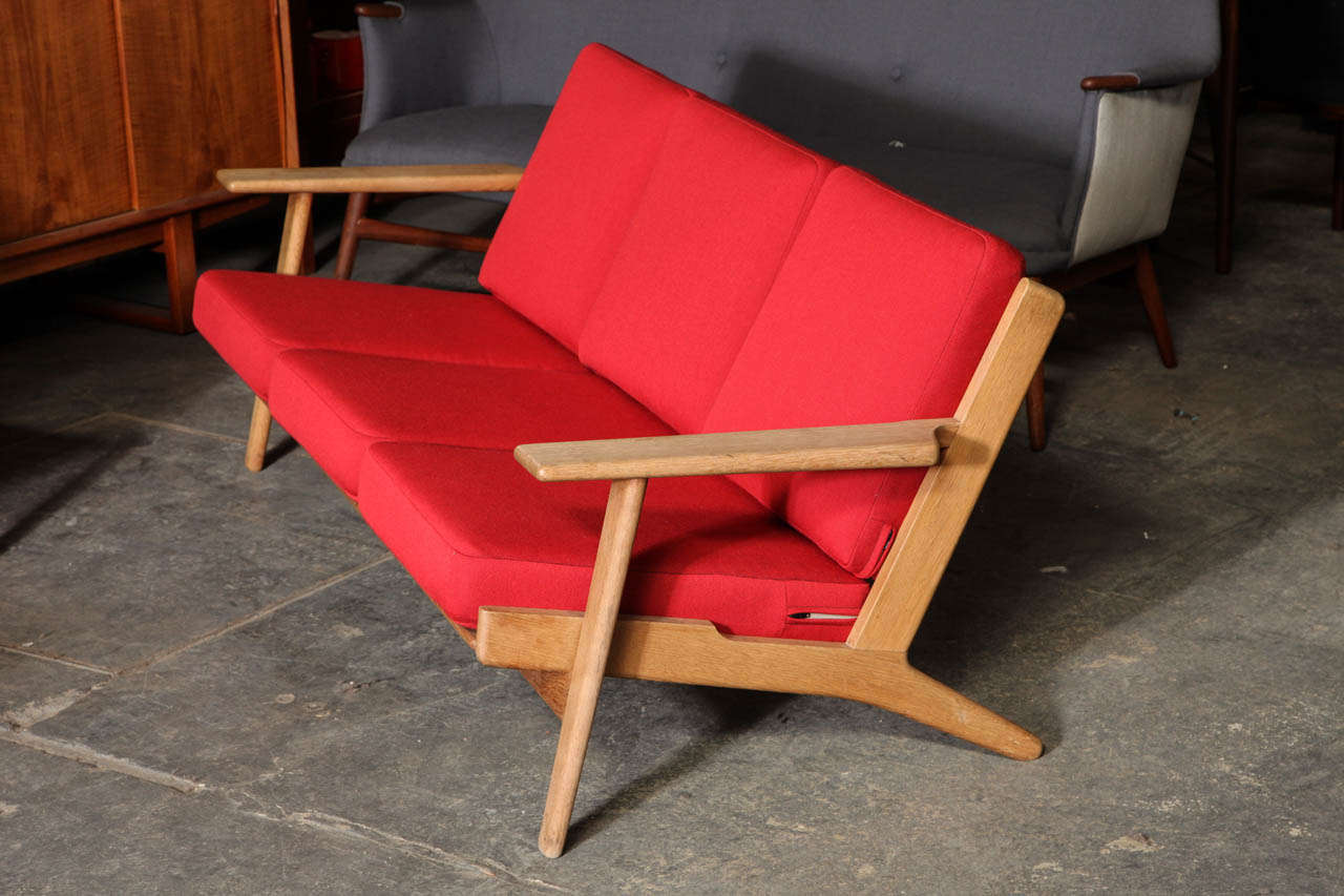 Scandinavian Modern Oak GE-290 3-Seater Sofa by Hans Wegner