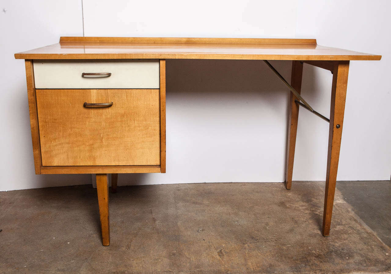 Simple and sharp two drawer desk by Milo Baughman for Glenn of California.