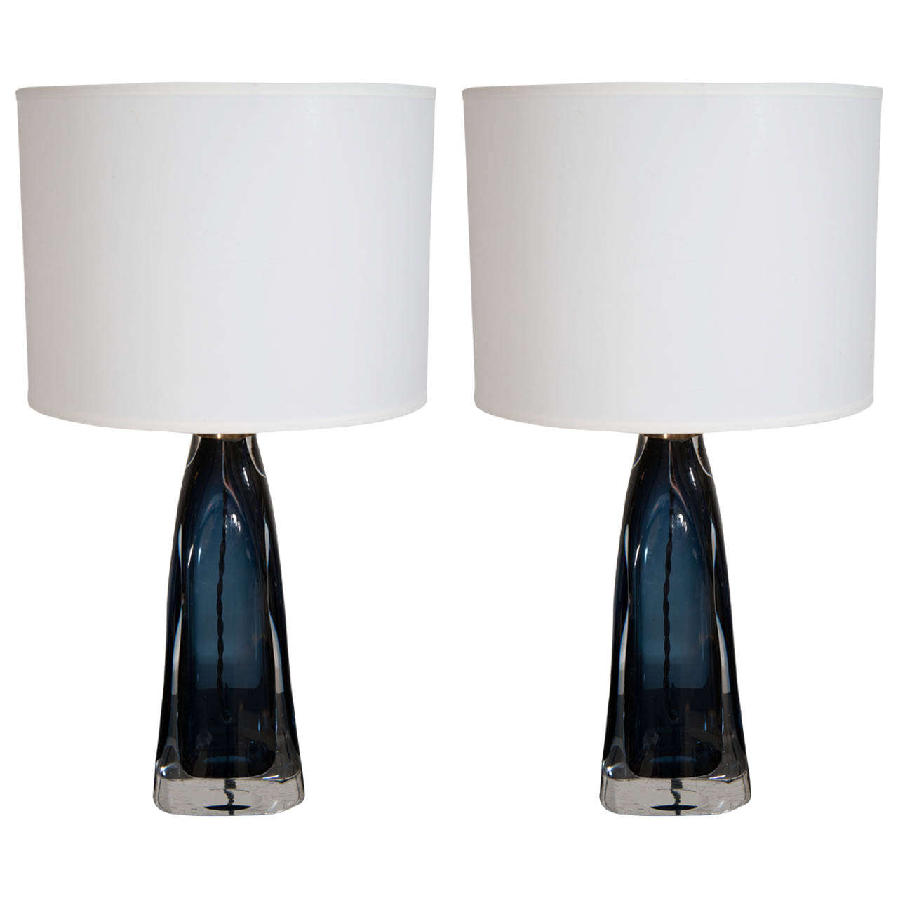 A Pair of Orrefors Crystal Lamps