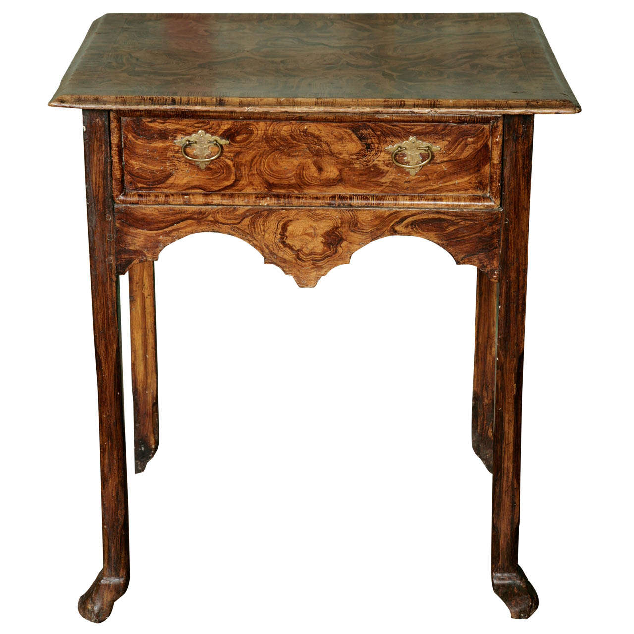 Early 18th Century Painted Simulated Burr Side or Hall Table, Possibly American For Sale
