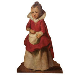 Late 17th/Early 18th Century Fireplace Dummy Board of a Little Girl