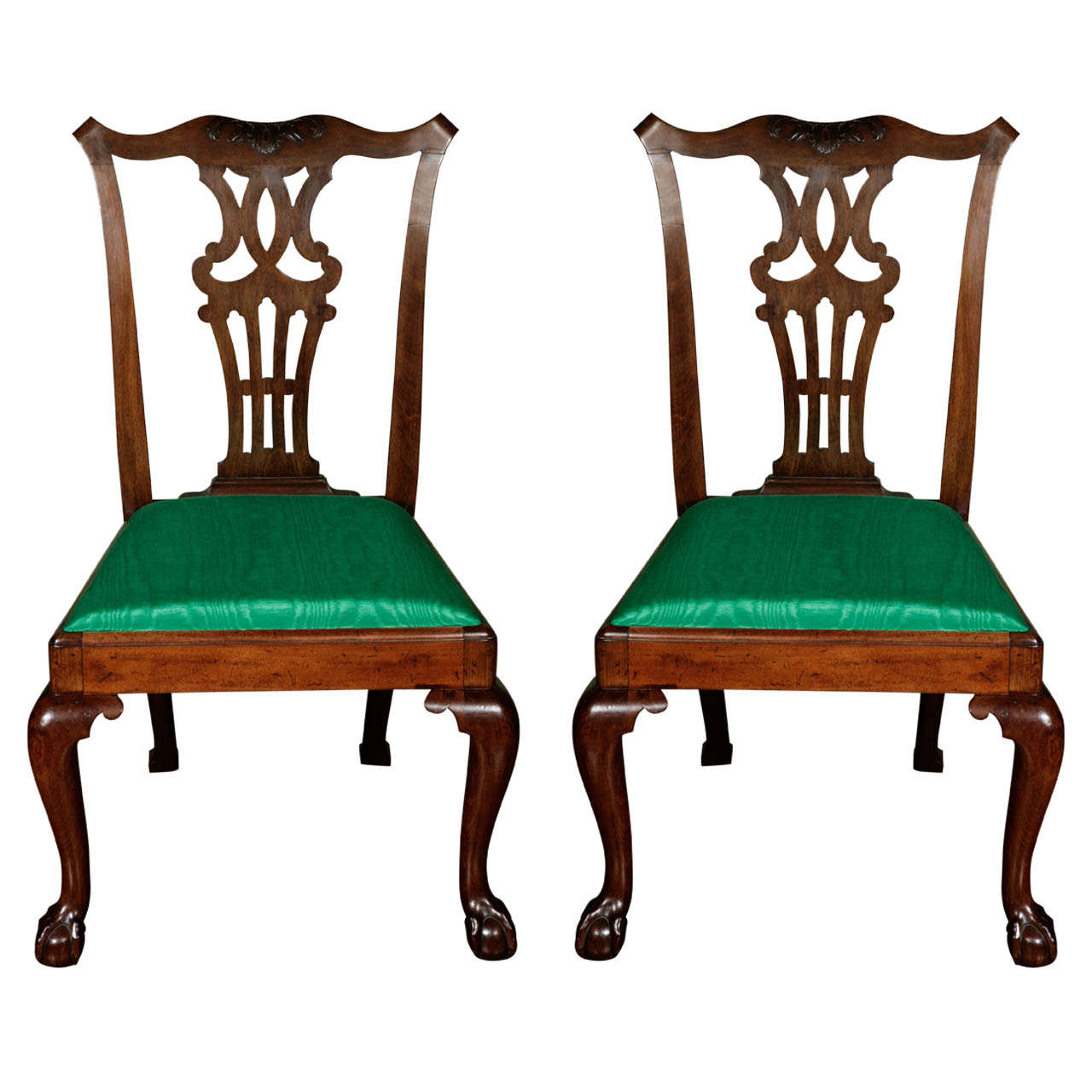 A Good Pair of Chippendale Period Chairs circa 1760