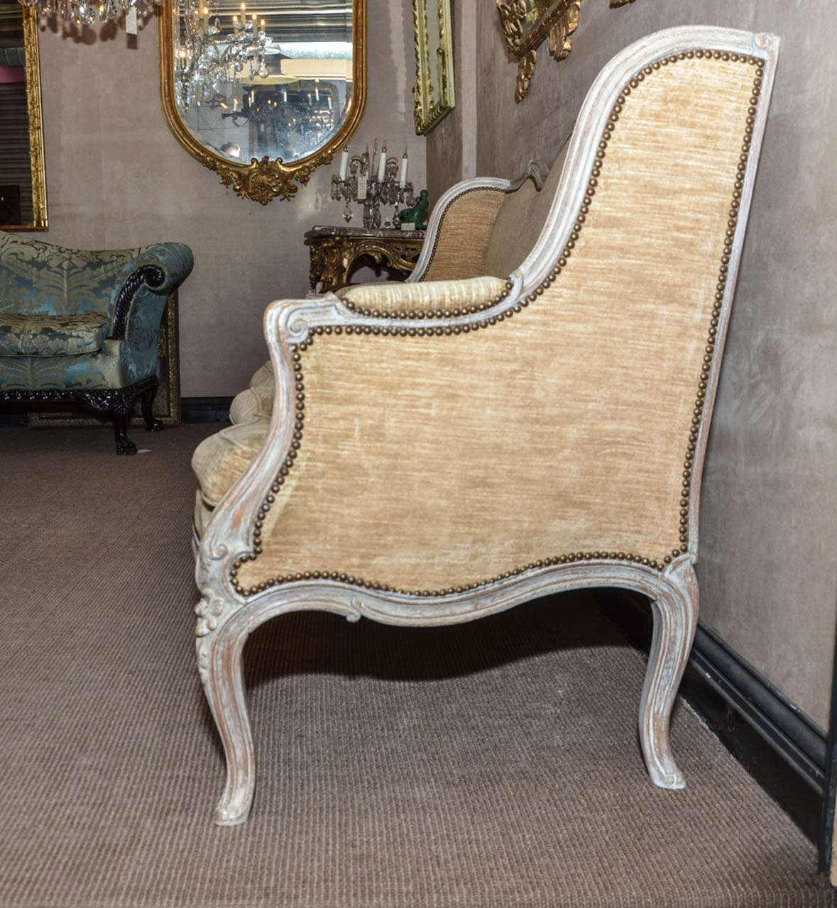 Mid-20th Century 1950's Louis XV Style Three Seats Sofa For Sale