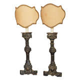 Pair of Repousse Candlestick Lamps