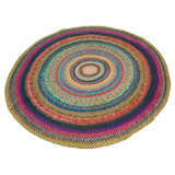 Fantastic 1930's Hand Braided Wool Round Rug