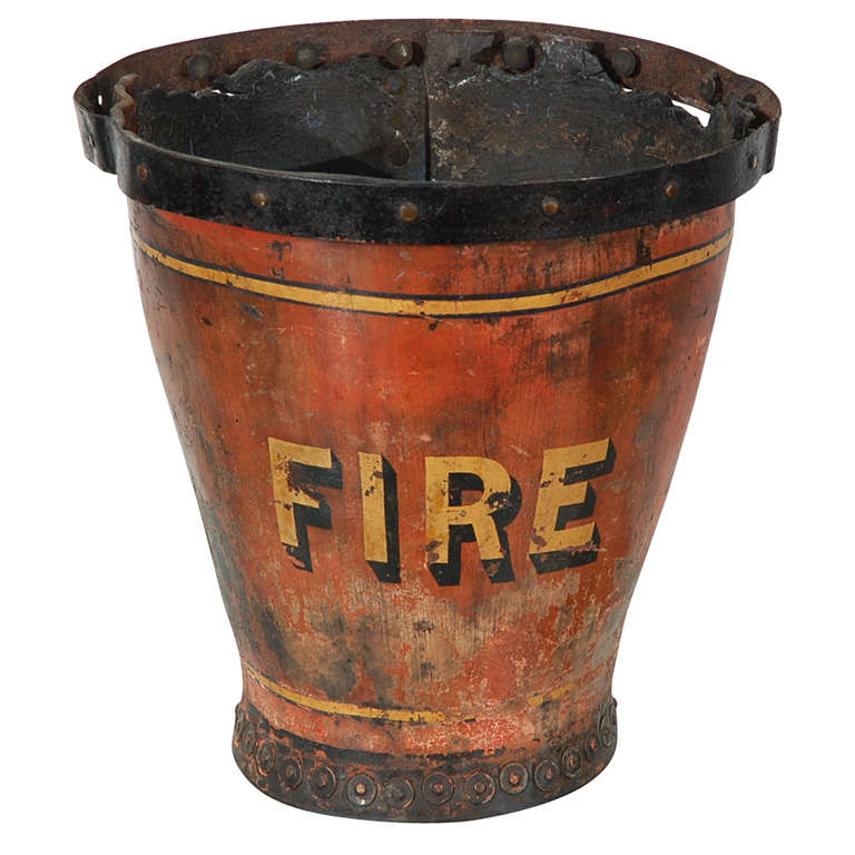 Fantastic Original Painted 19thc Leather Fire Bucket at 1stDibs
