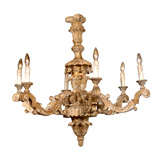 Antique French Carved Wooden Chandelier