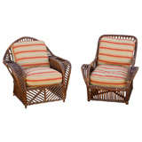 Pair of Antique Stick Wicker Armchairs