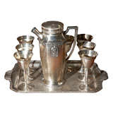 Old Hand Hammered Silverplate Liquor/Wine/Tea Set