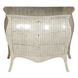 Hand Painted Gray/Cream Striped Bombe Chest