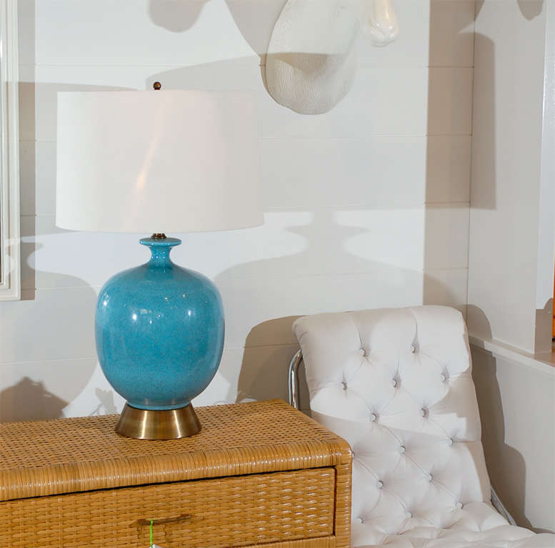 Pair of Blue Pottery Lamps