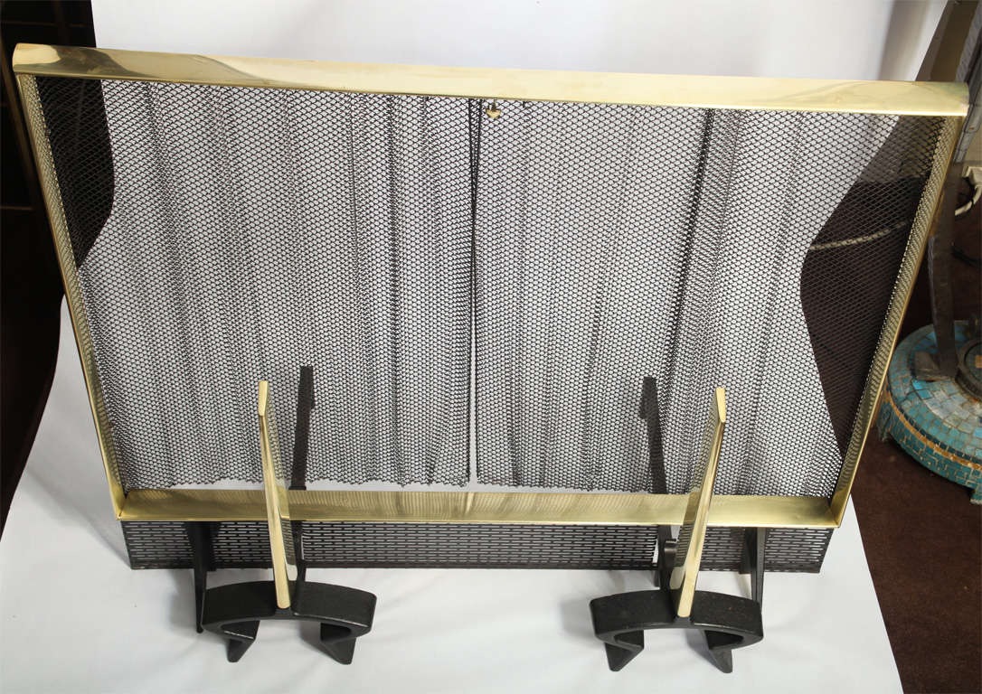 A 1950's Modernist Fire Screen and Andirons by Donald Deskey 2