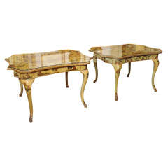 Important 19th Century Pair of Lacca Povera Venetian Tables