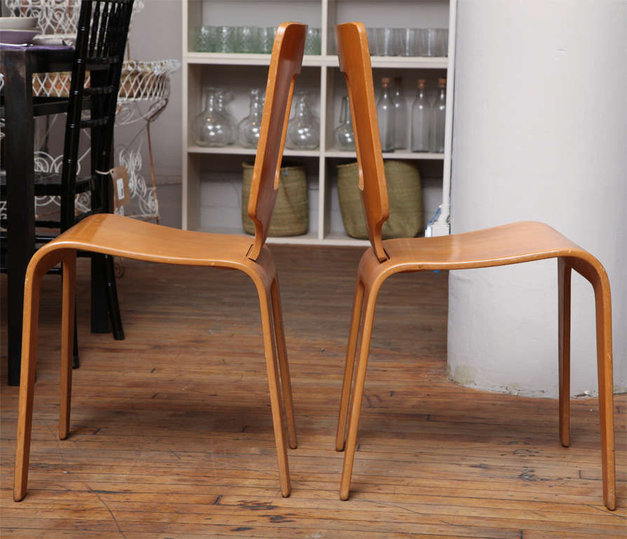 Pair of Thaden-Jordan Furniture Co Bent Plywood Side Chairs