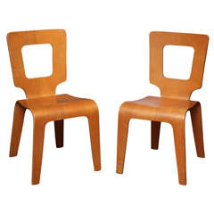 Pair of Thaden-Jordan Furniture Co Bent Plywood Side Chairs