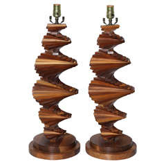 pair of Black Walnut Table Lamps