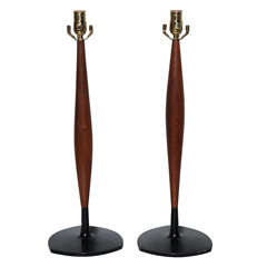 pair of Danish Teak Table Lamps