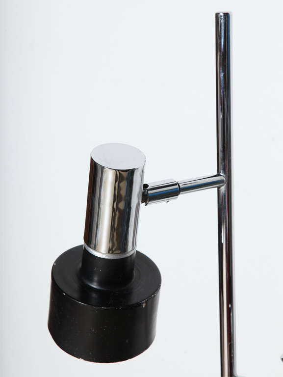 American Jo Hammerborg Style Chrome & Black Floor Lamp with Three Pivoting Shades For Sale