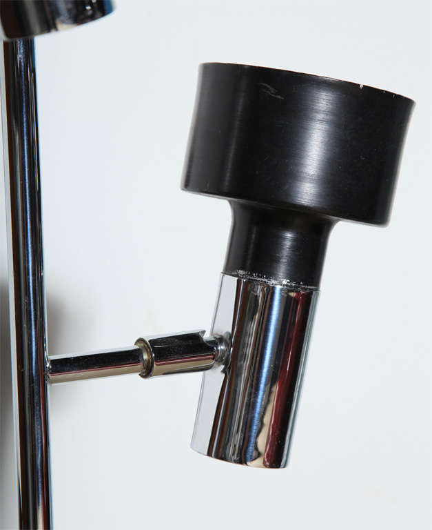 Mid-20th Century Jo Hammerborg Style Chrome & Black Floor Lamp with Three Pivoting Shades For Sale