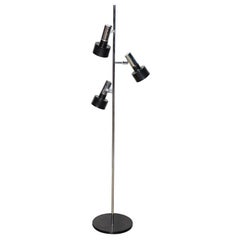 Retro Jo Hammerborg Style Chrome & Black Floor Lamp with Three Pivoting Shades