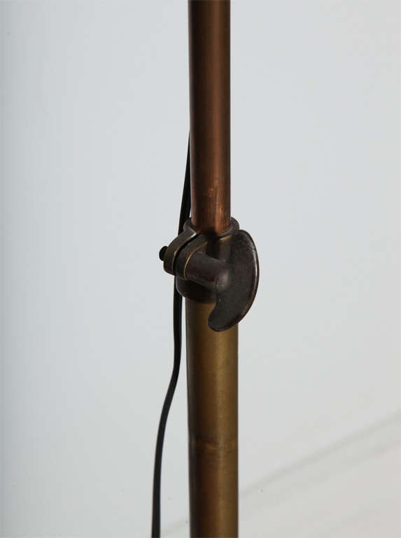 American Weldon Industrial Articulating Brass Floor Lamp with Cast Iron Base, C. 1920's